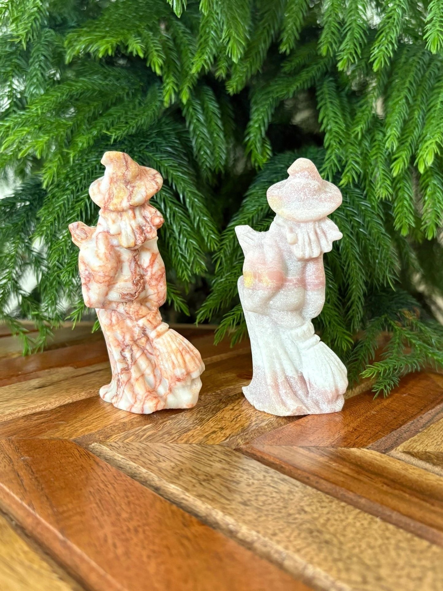 🧙‍♀️ Pink Opal or Red Map Stone Witch – Magic, Feminine Power & Fearless Flight | 4" Carving