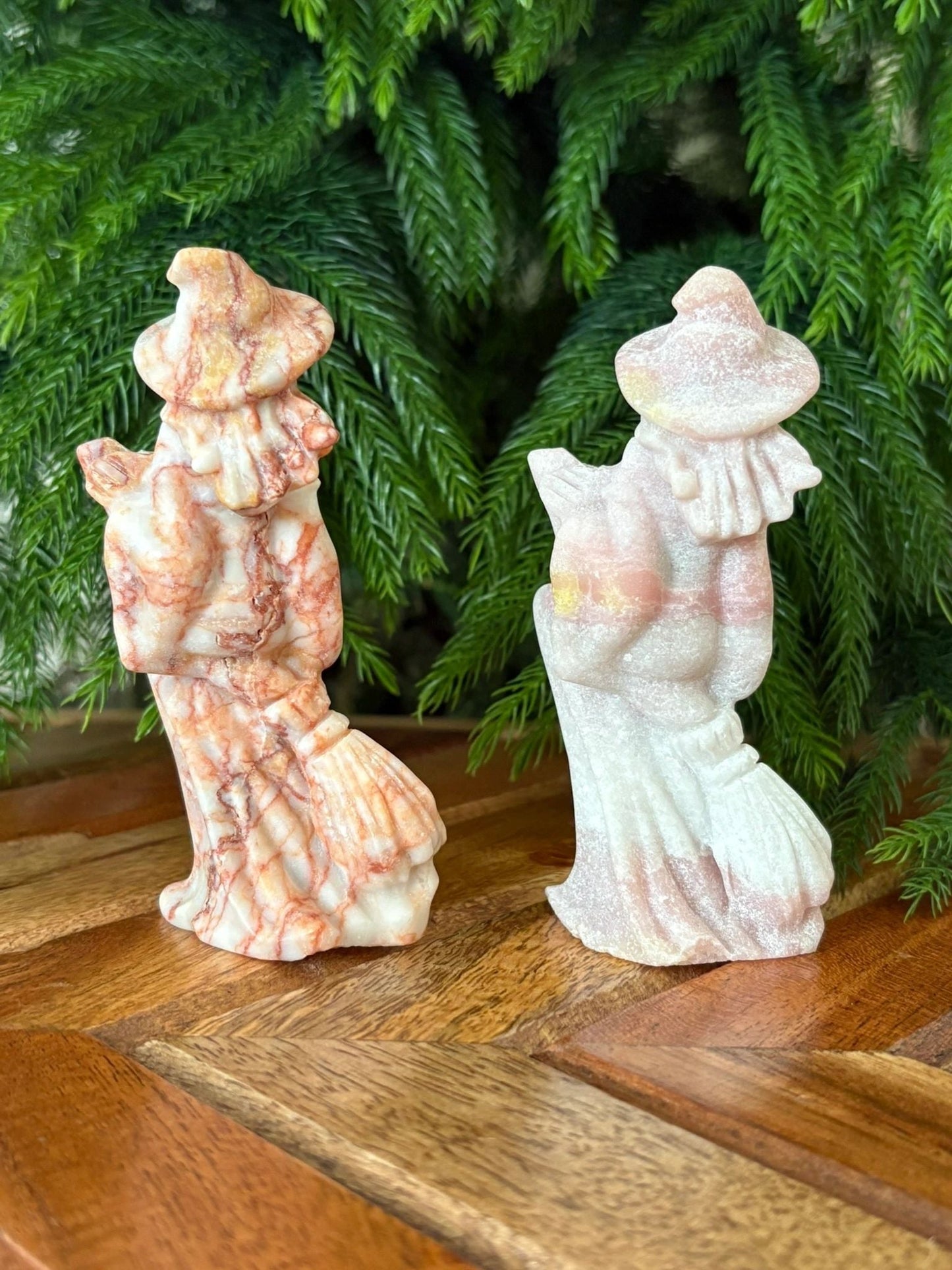 🧙‍♀️ Pink Opal or Red Map Stone Witch – Magic, Feminine Power & Fearless Flight | 4" Carving