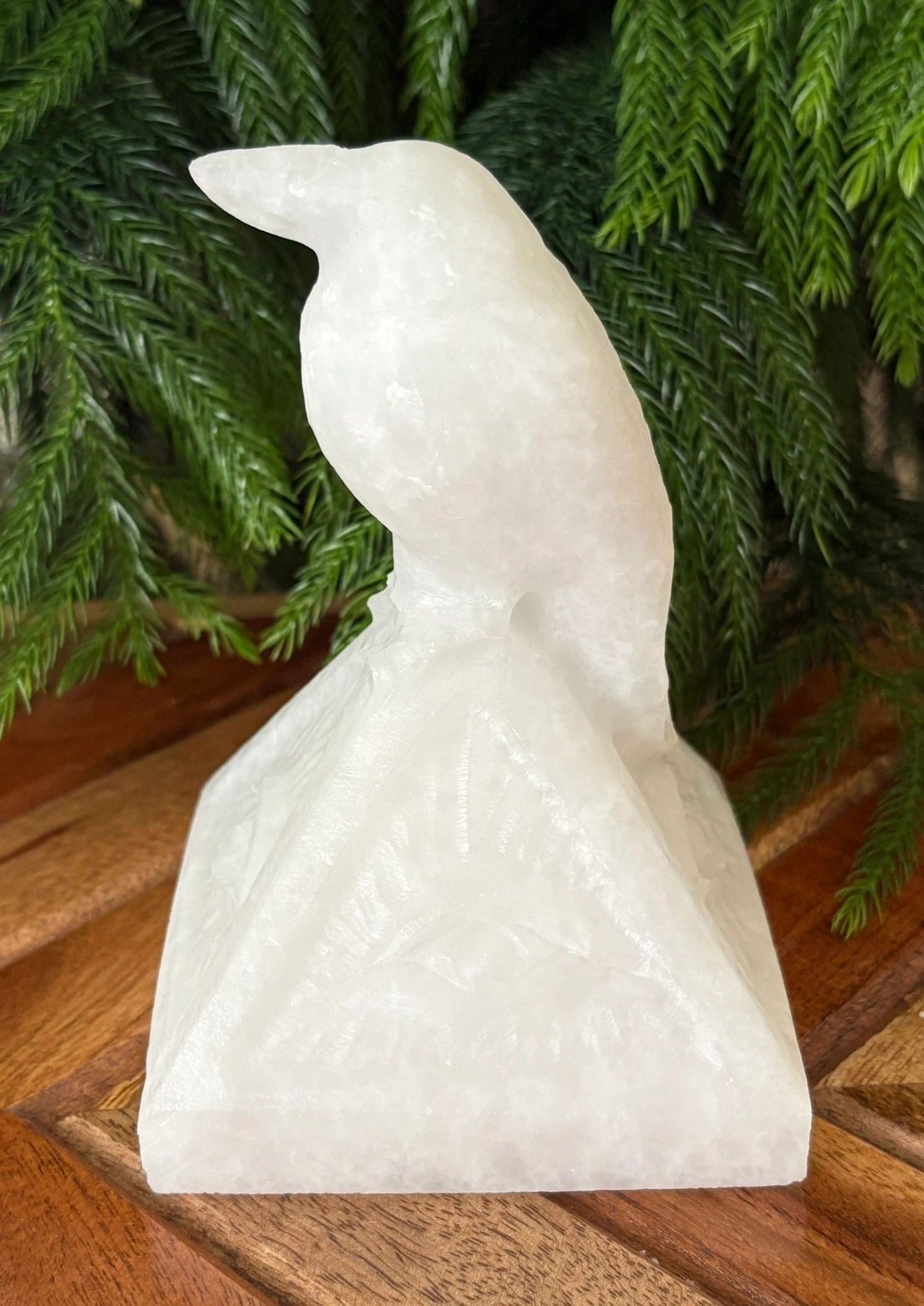 🕊️ White Jade Marble Raven on Pyramid – Protection, Enlightenment & Ancient Wisdom | All-Seeing Eye Carving Mystery | Clarity | Power
