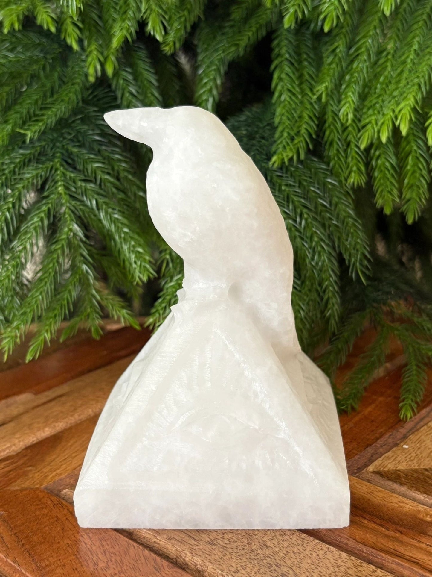 🕊️ White Jade Marble Raven on Pyramid – Protection, Enlightenment & Ancient Wisdom | All-Seeing Eye Carving Mystery | Clarity | Power