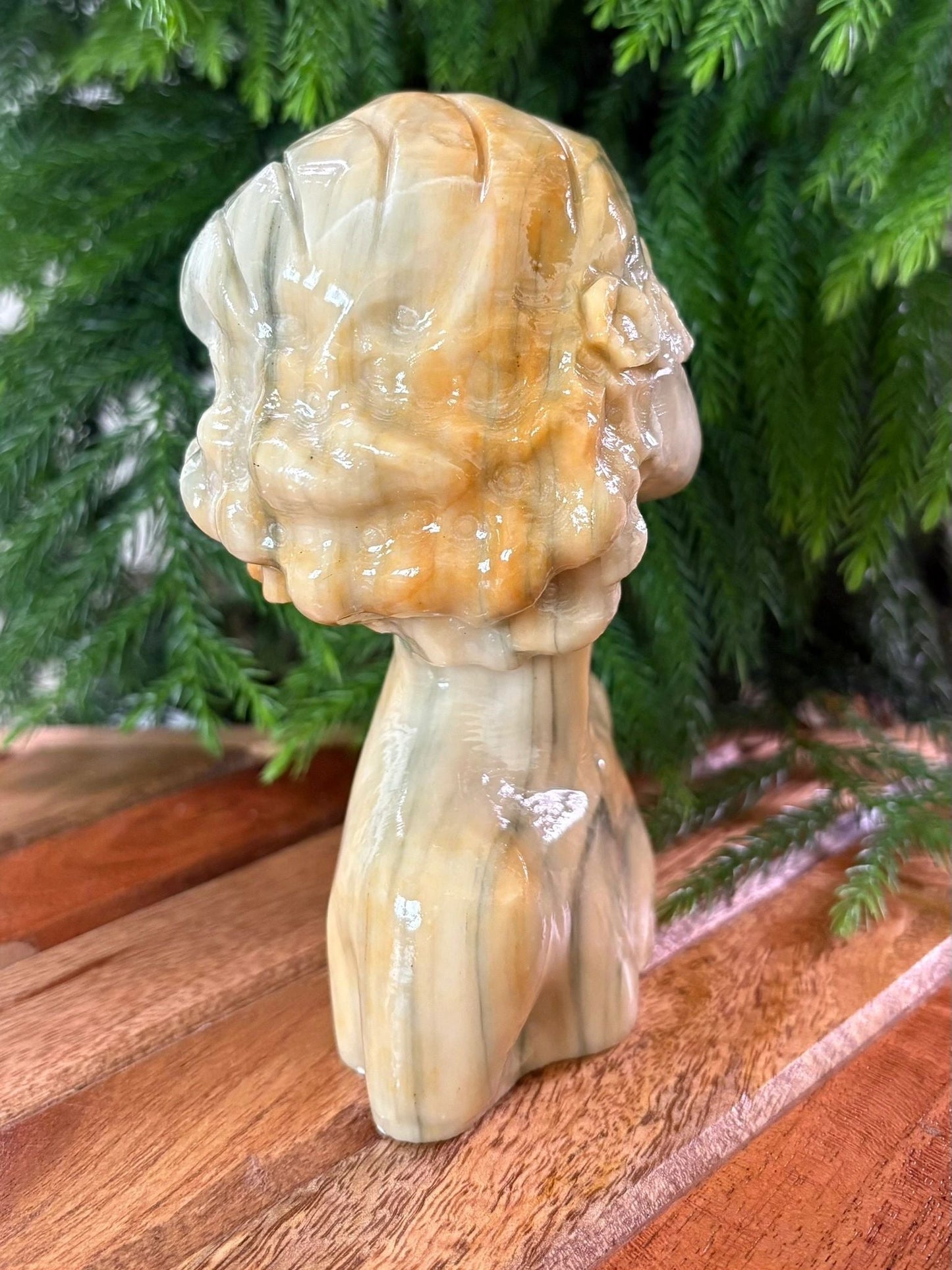 🌼 Calcite Female Bust with Floral Crown – Grace, Wisdom & Inner Light | Hand-Carved Crystal Sculpture