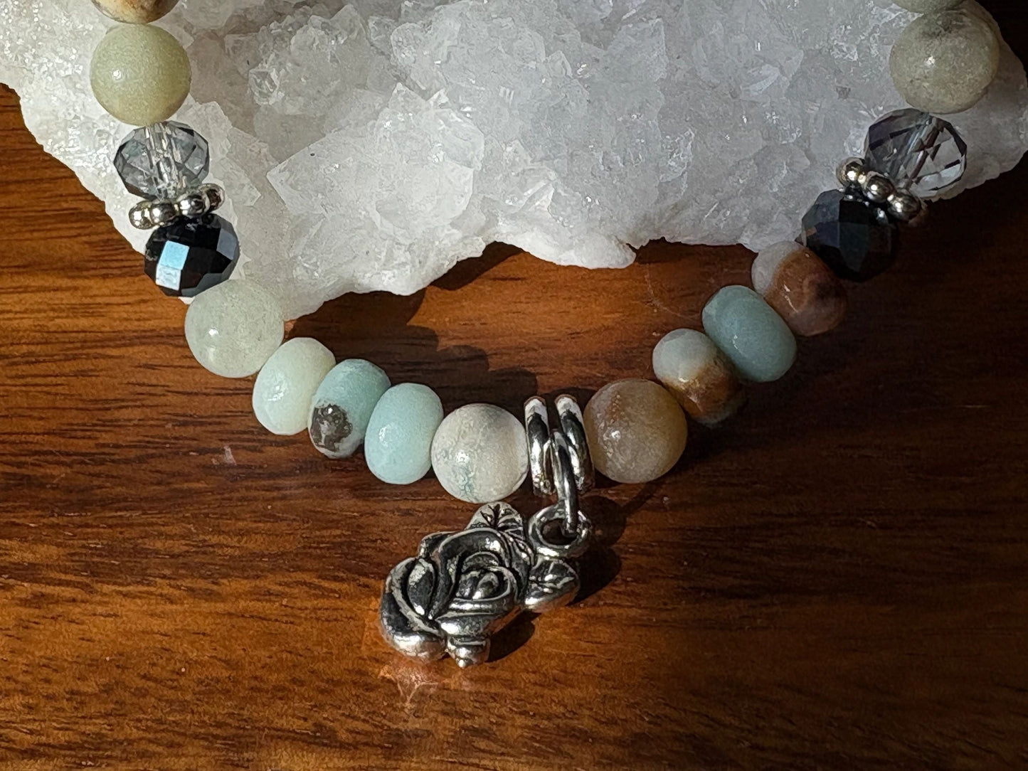 8mm Amazonite Crystal Bracelet – Calm Communication • Emotional Balance • Heart-Centered Clarity