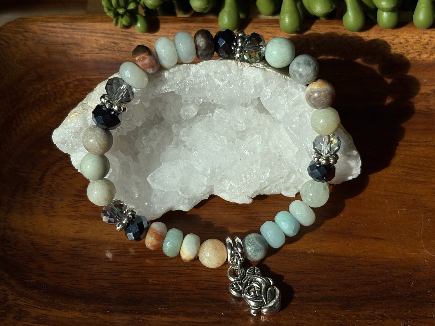 8mm Amazonite Crystal Bracelet – Calm Communication • Emotional Balance • Heart-Centered Clarity