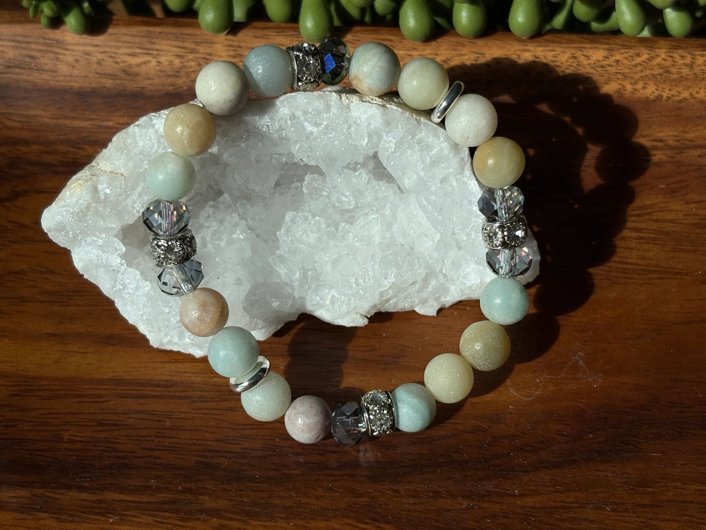 8mm Matte Amazonite Crystal Bracelet – Calm • Clarity • Communication