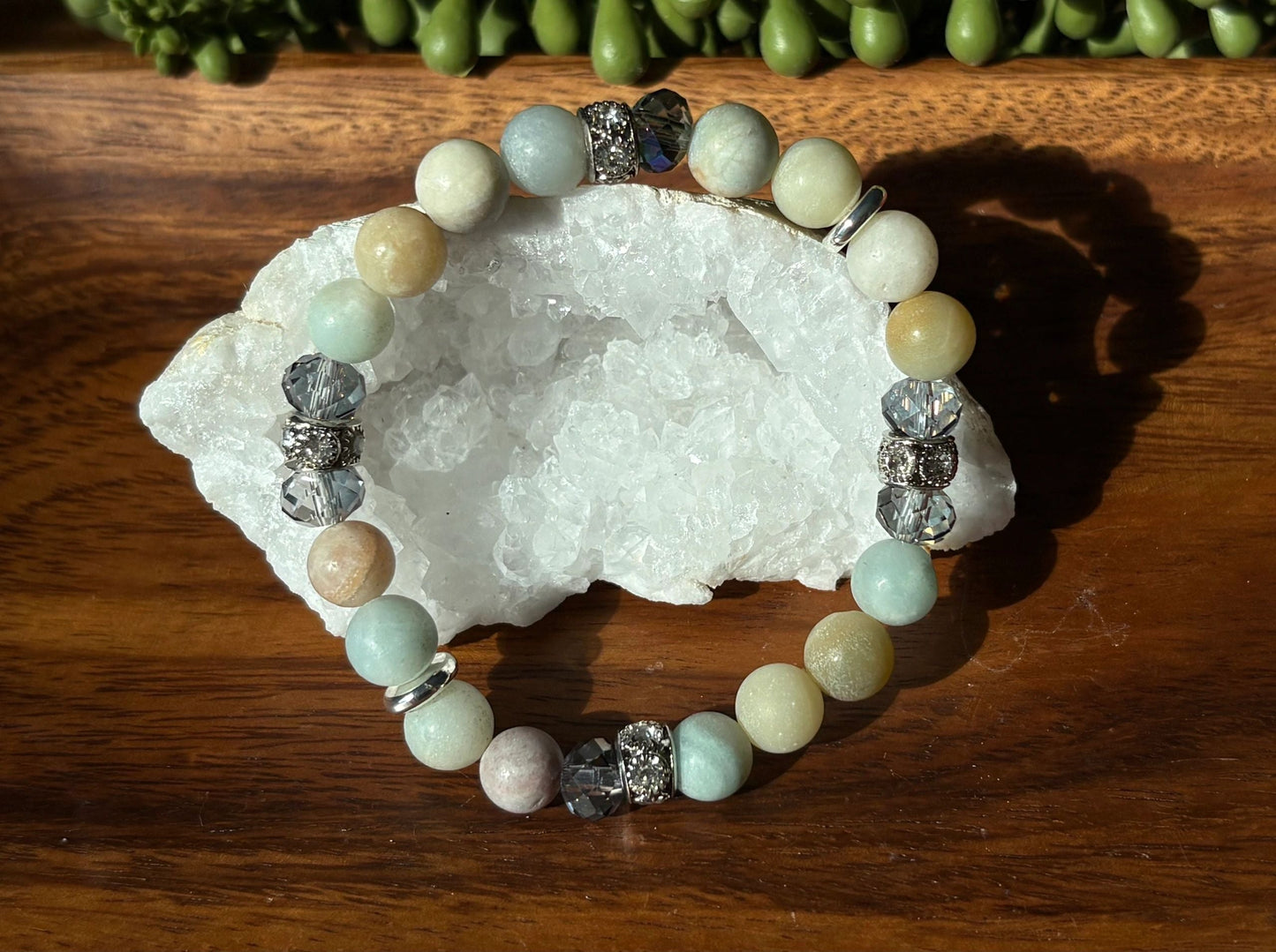 8mm Matte Amazonite Crystal Bracelet – Calm • Clarity • Communication