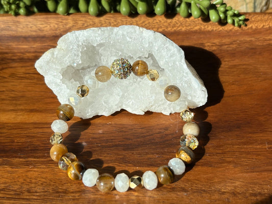 8mm Brown Tiger Eye Crystal Bracelet – Confident Focus • Grounded Power • Steady Protection