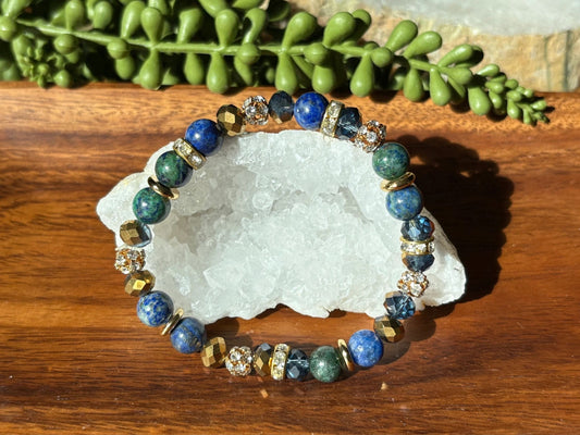 8mm Azurite Crystal Bracelet – Intuitive Clarity • Inner Wisdom • Elevated Awareness