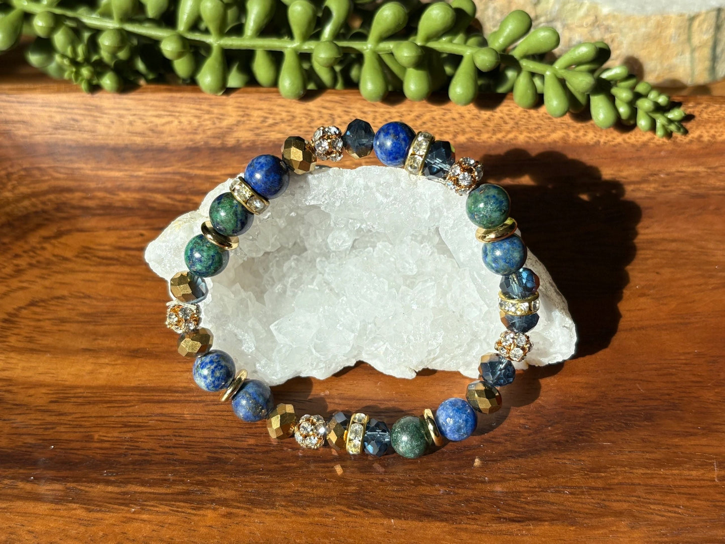 8mm Azurite Crystal Bracelet – Intuitive Clarity • Inner Wisdom • Elevated Awareness