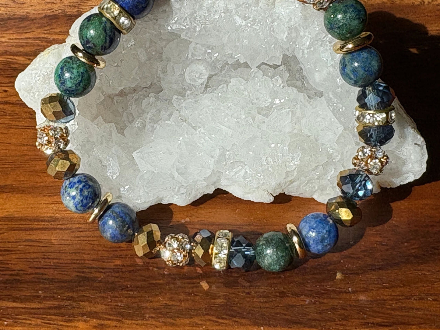 8mm Azurite Crystal Bracelet – Intuitive Clarity • Inner Wisdom • Elevated Awareness