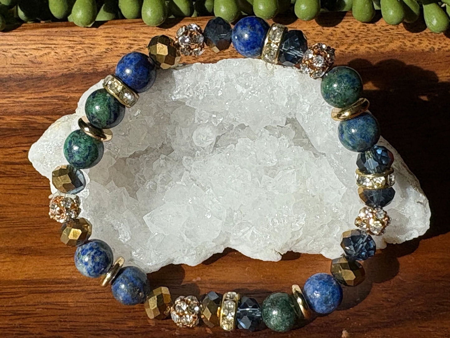 8mm Azurite Crystal Bracelet – Intuitive Clarity • Inner Wisdom • Elevated Awareness