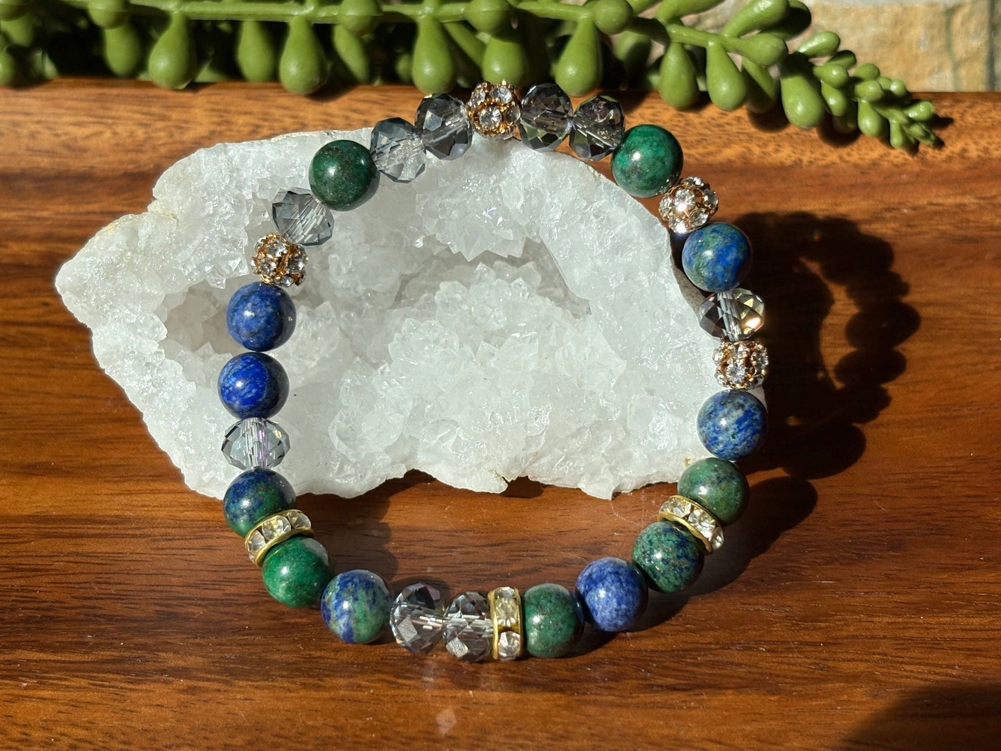 8mm Natural Azurite Crystal Bracelet – Intuition • Insight • Elevated Awareness