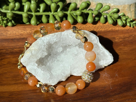 8mm Natural Agate & Aventurine Crystal Bracelet – Grounded Balance • Steady Abundance • Earthy Confidence