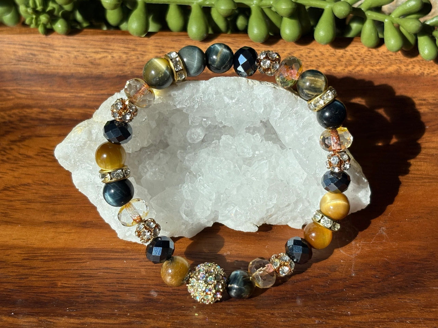 8mm Golden Blue Tiger Eye Crystal Bracelet – Focused Confidence • Calm Power • Grounded Clarity