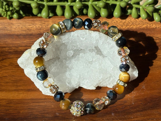 8mm Golden Blue Tiger Eye Crystal Bracelet – Focused Confidence • Calm Power • Grounded Clarity