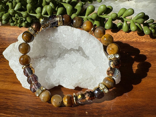8mm Brown Tiger Eye Crystal Bracelet – Confidence • Grounded Power • Focused Protection