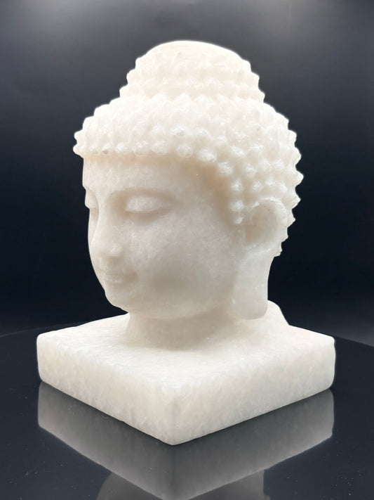 🤍 White Marble Jade Buddha Head 11.68 lbs | | Longevity • Stillness • Timeless Wisdom