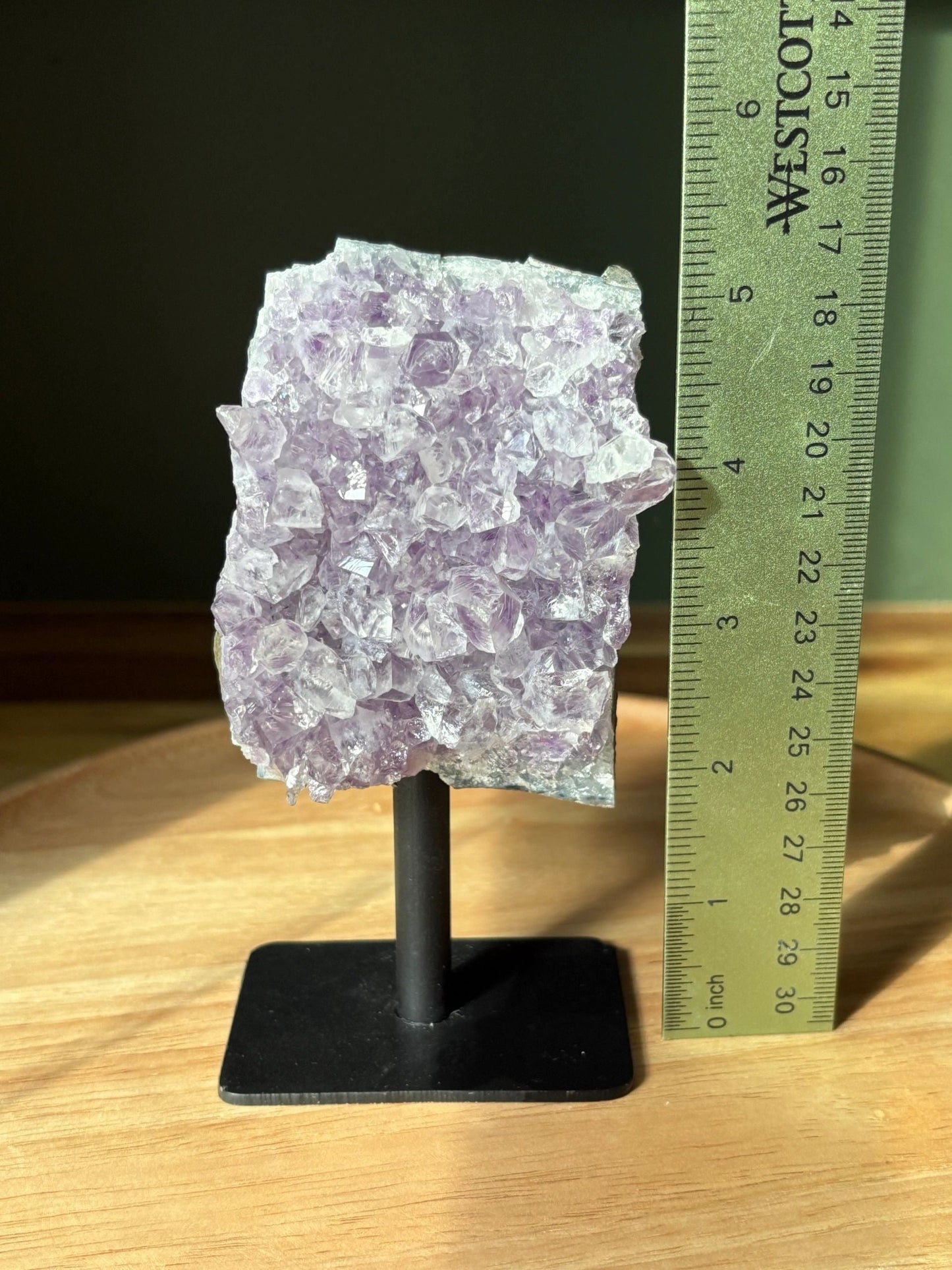 💜 Raw Amethyst Tower Cluster on Stand – Intuition, Elevation & Space Clearing | 0.9 lbs