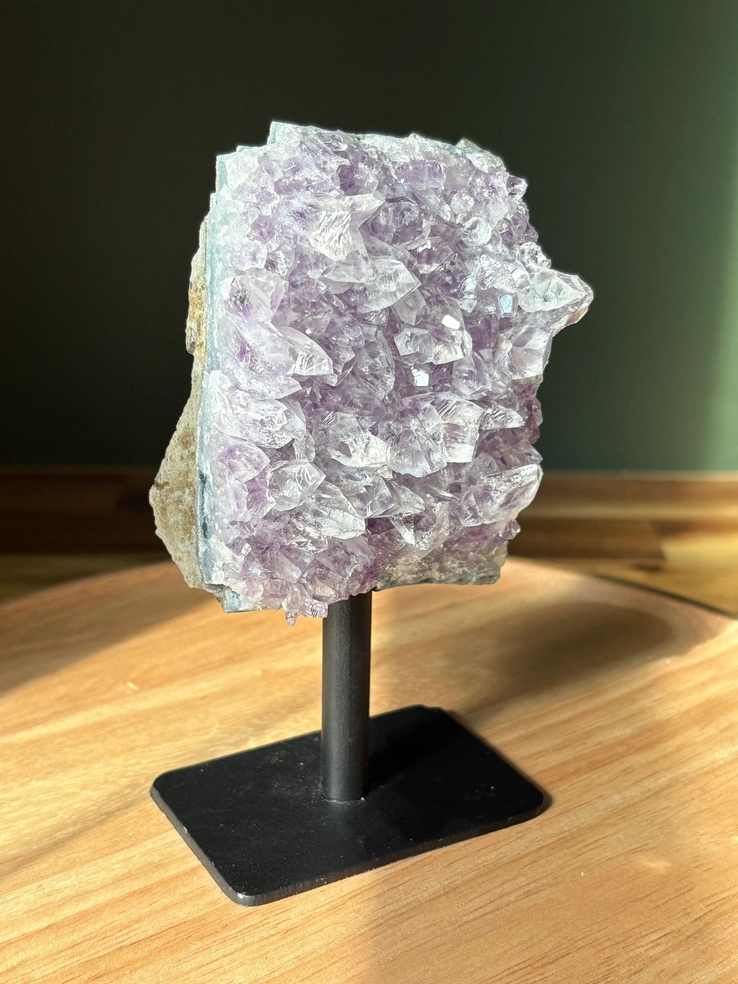 💜 Raw Amethyst Tower Cluster on Stand – Intuition, Elevation & Space Clearing | 0.9 lbs