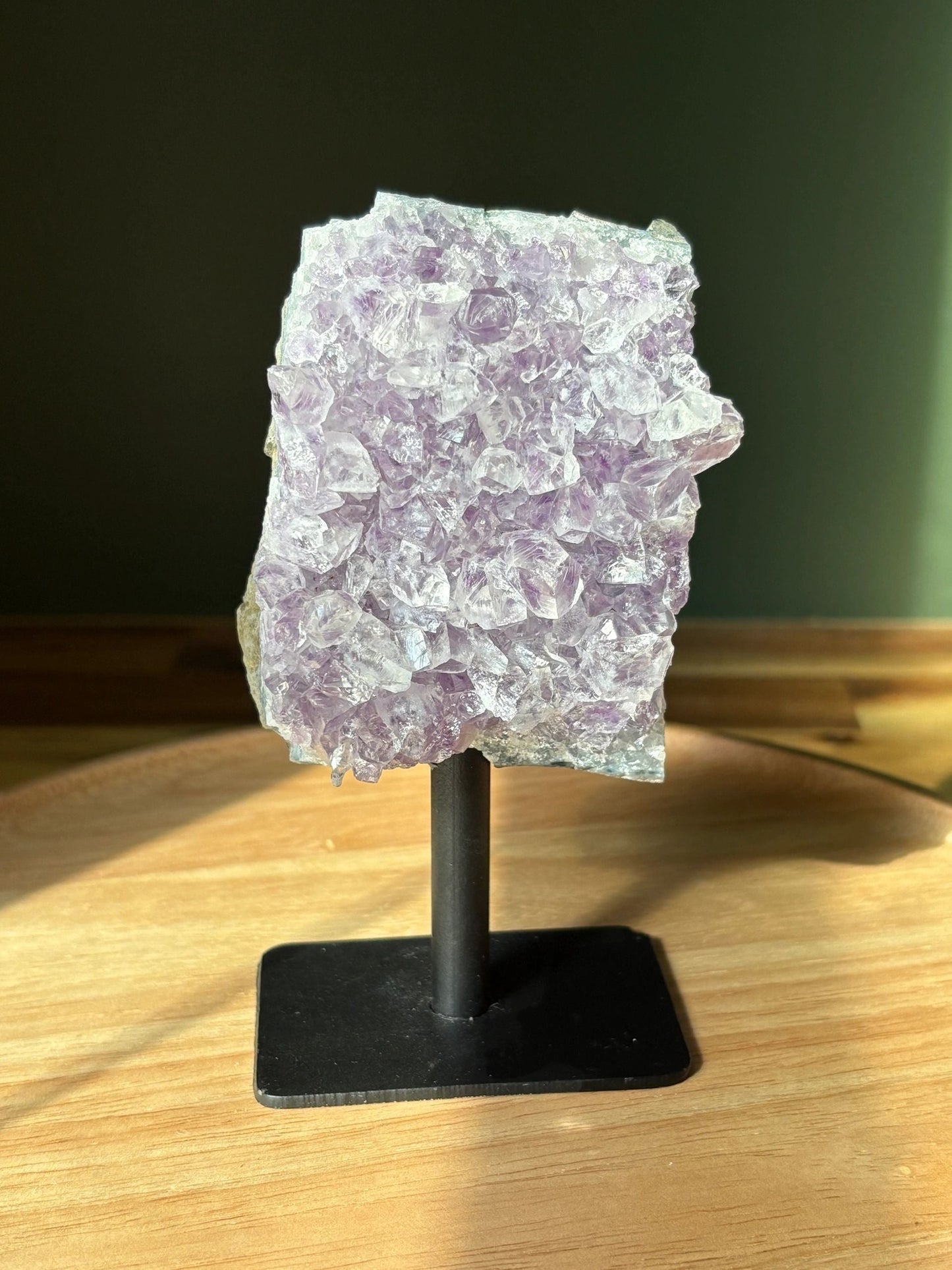 💜 Raw Amethyst Tower Cluster on Stand – Intuition, Elevation & Space Clearing | 0.9 lbs