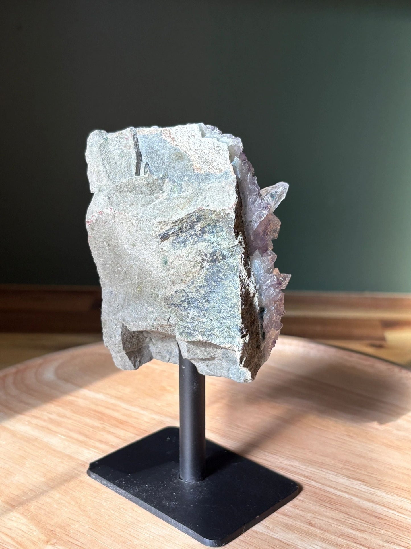 💜 Raw Amethyst Tower Cluster on Stand – Intuition, Elevation & Space Clearing | 0.9 lbs