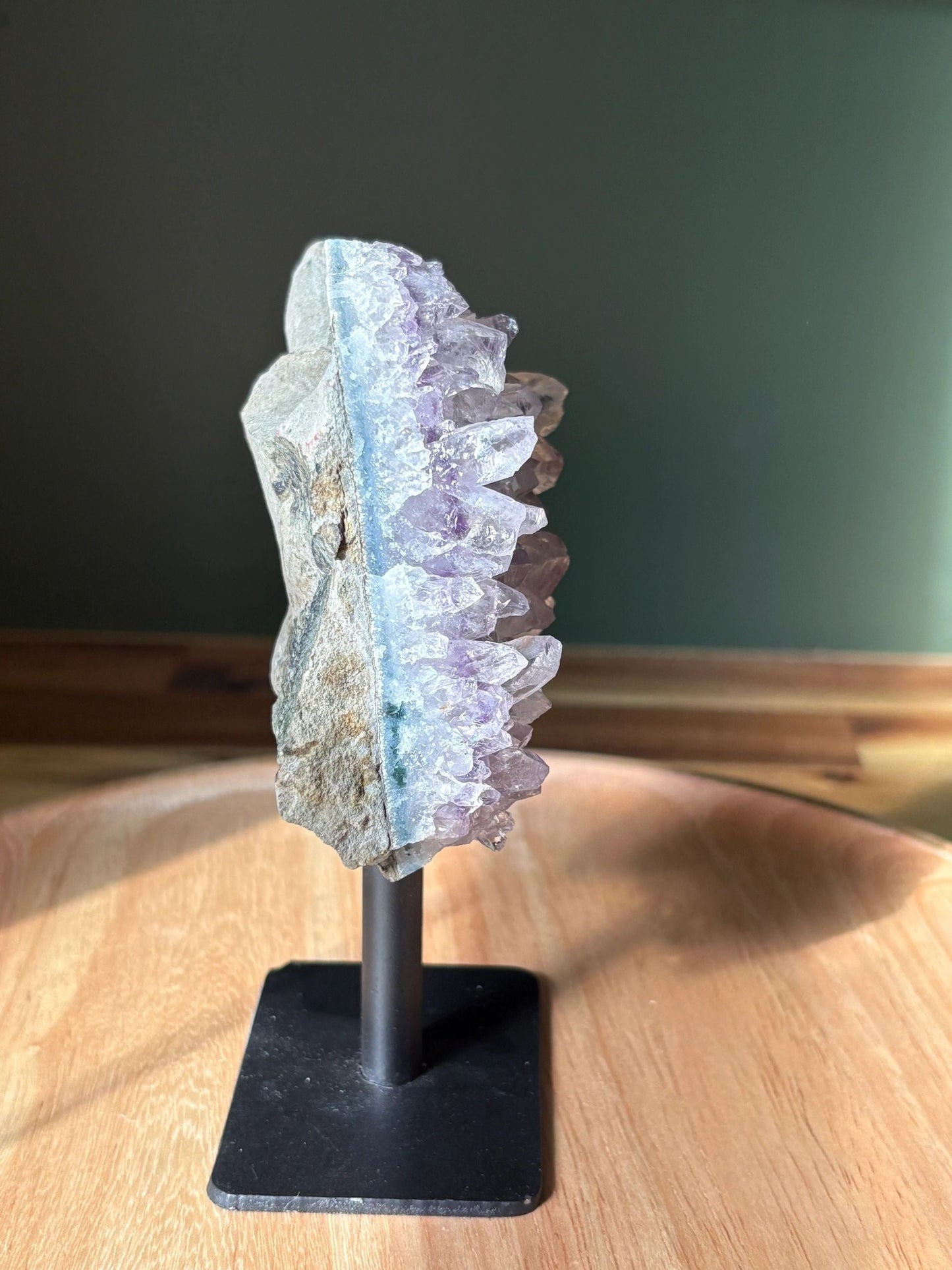 💜 Raw Amethyst Tower Cluster on Stand – Intuition, Elevation & Space Clearing | 0.9 lbs