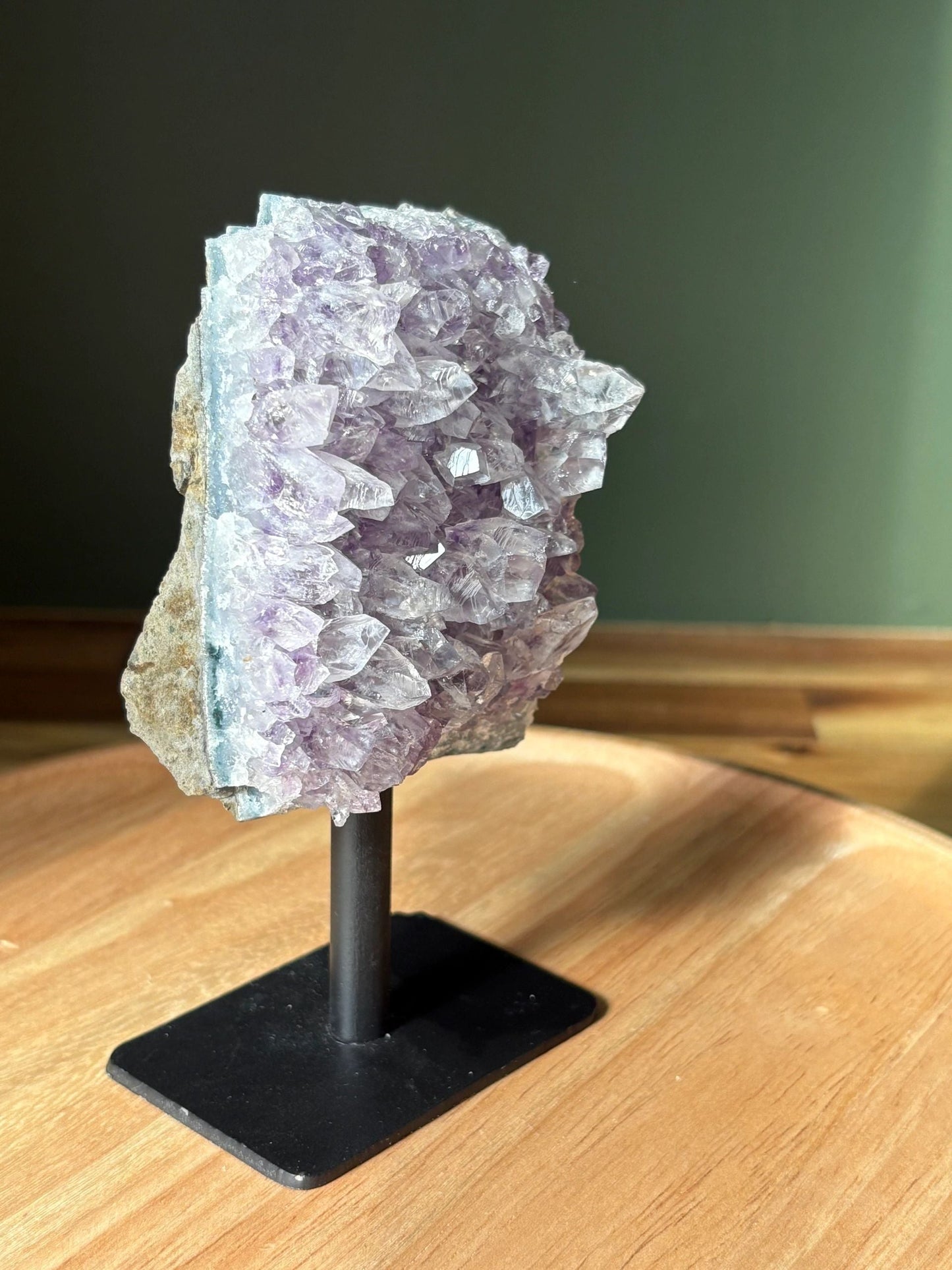 💜 Raw Amethyst Tower Cluster on Stand – Intuition, Elevation & Space Clearing | 0.9 lbs