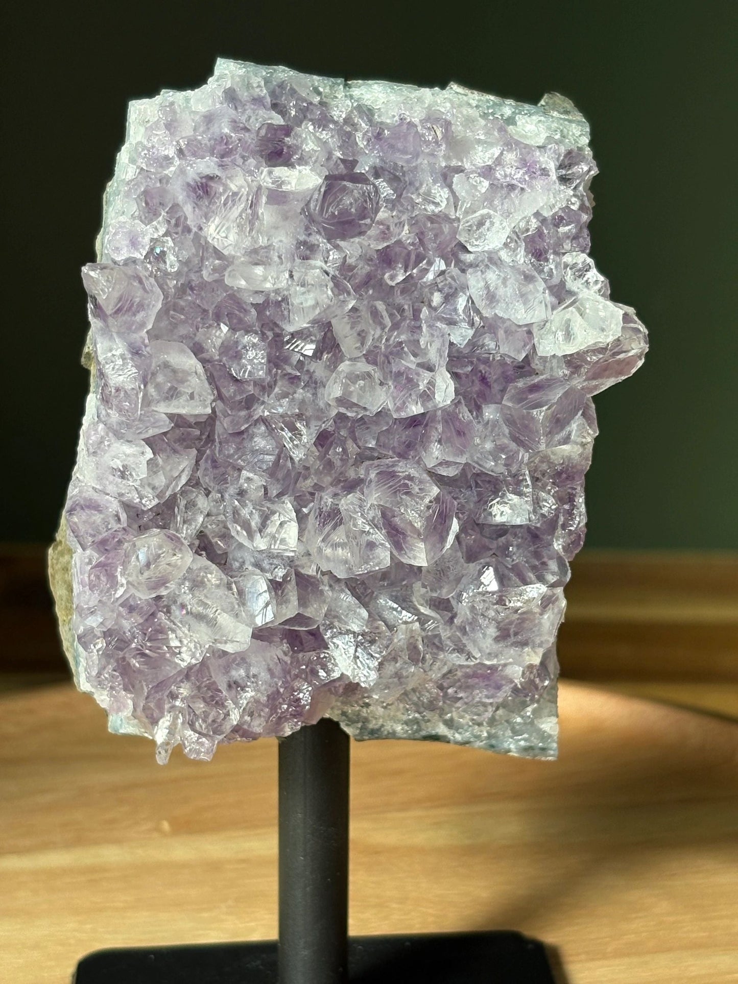 💜 Raw Amethyst Tower Cluster on Stand – Intuition, Elevation & Space Clearing | 0.9 lbs