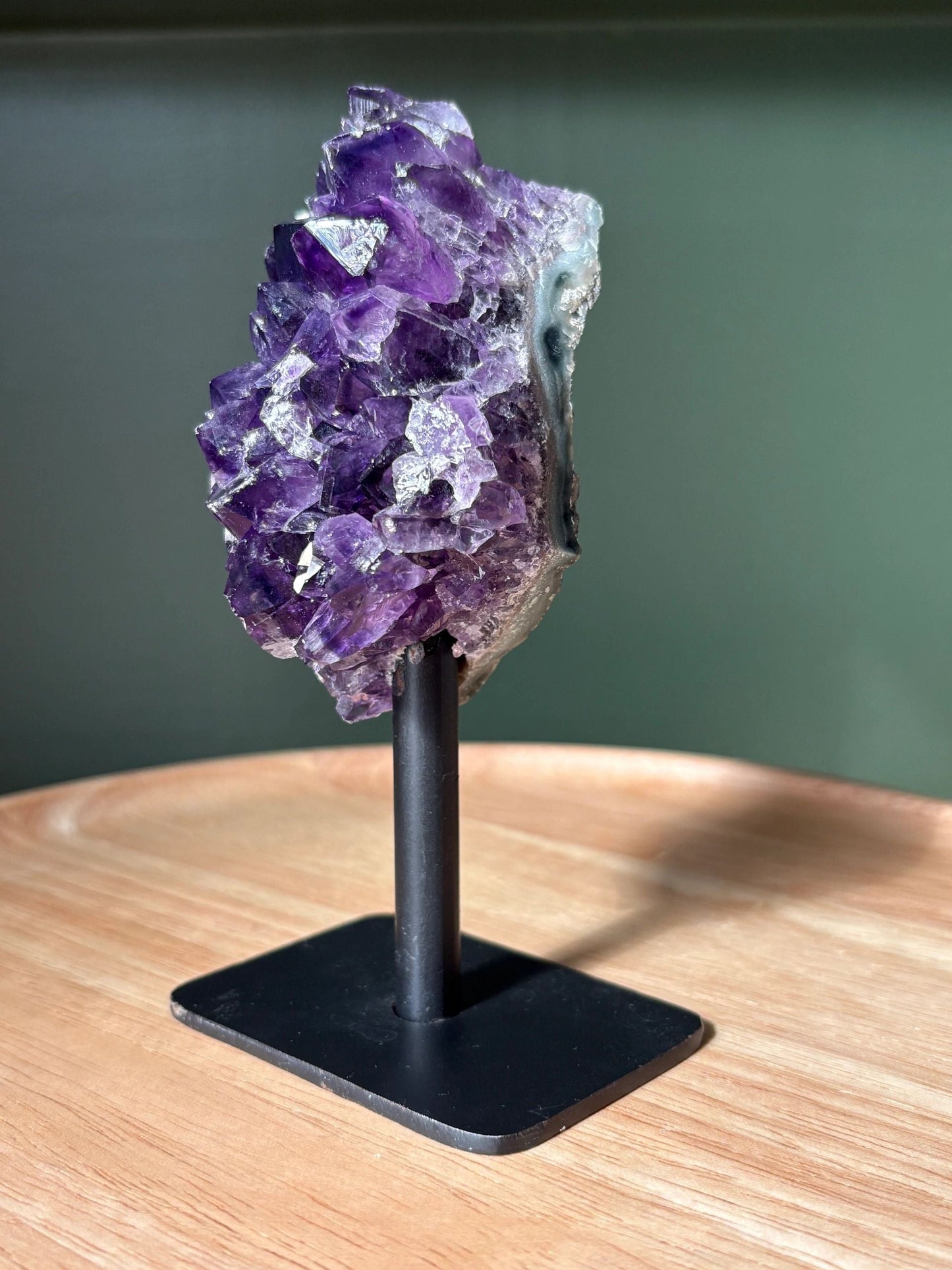 Raw Amethyst on Stand – Intuition, Protection & Cosmic Clarity | 0.76 lbs.