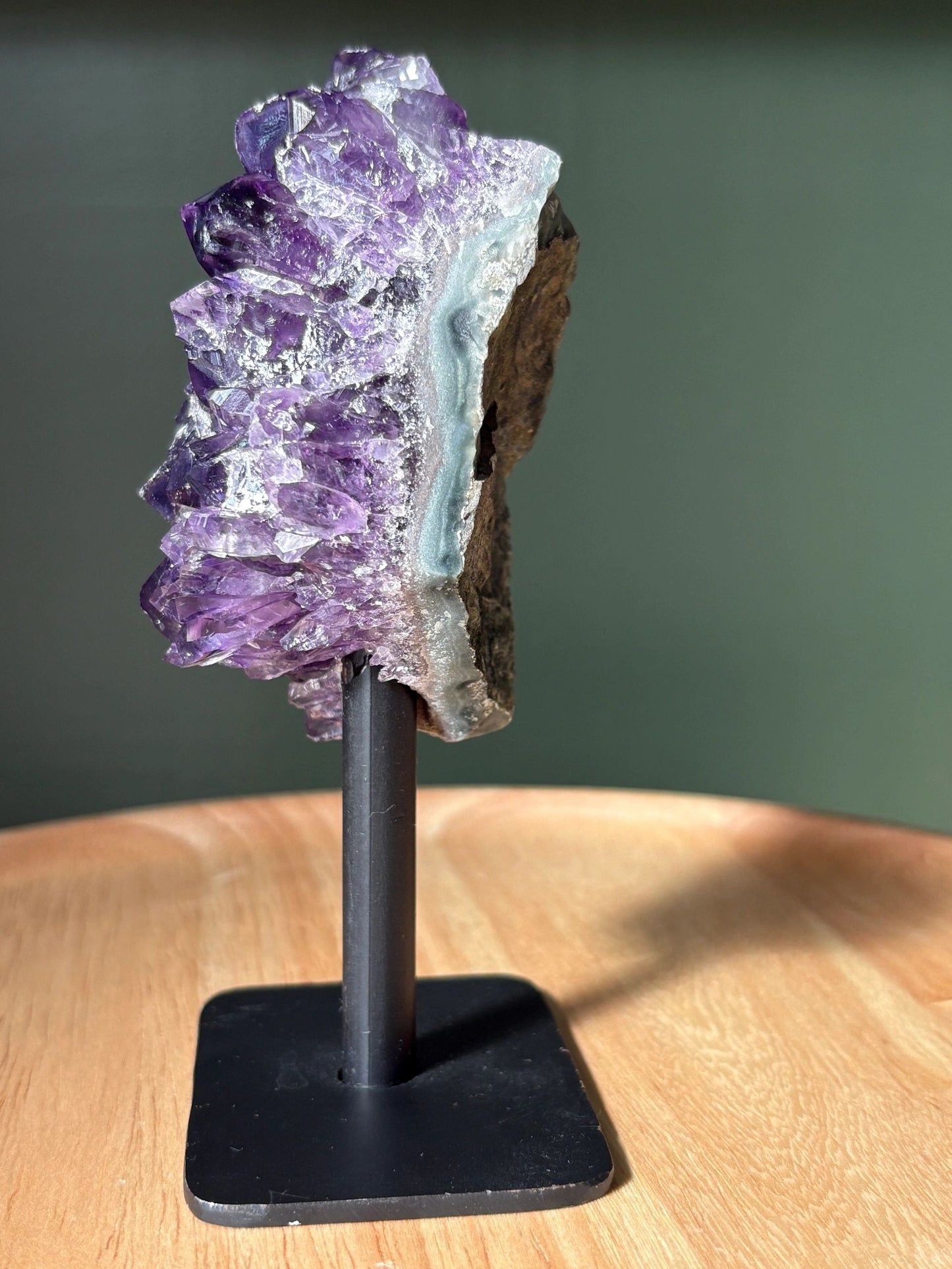 Raw Amethyst on Stand – Intuition, Protection & Cosmic Clarity | 0.76 lbs.