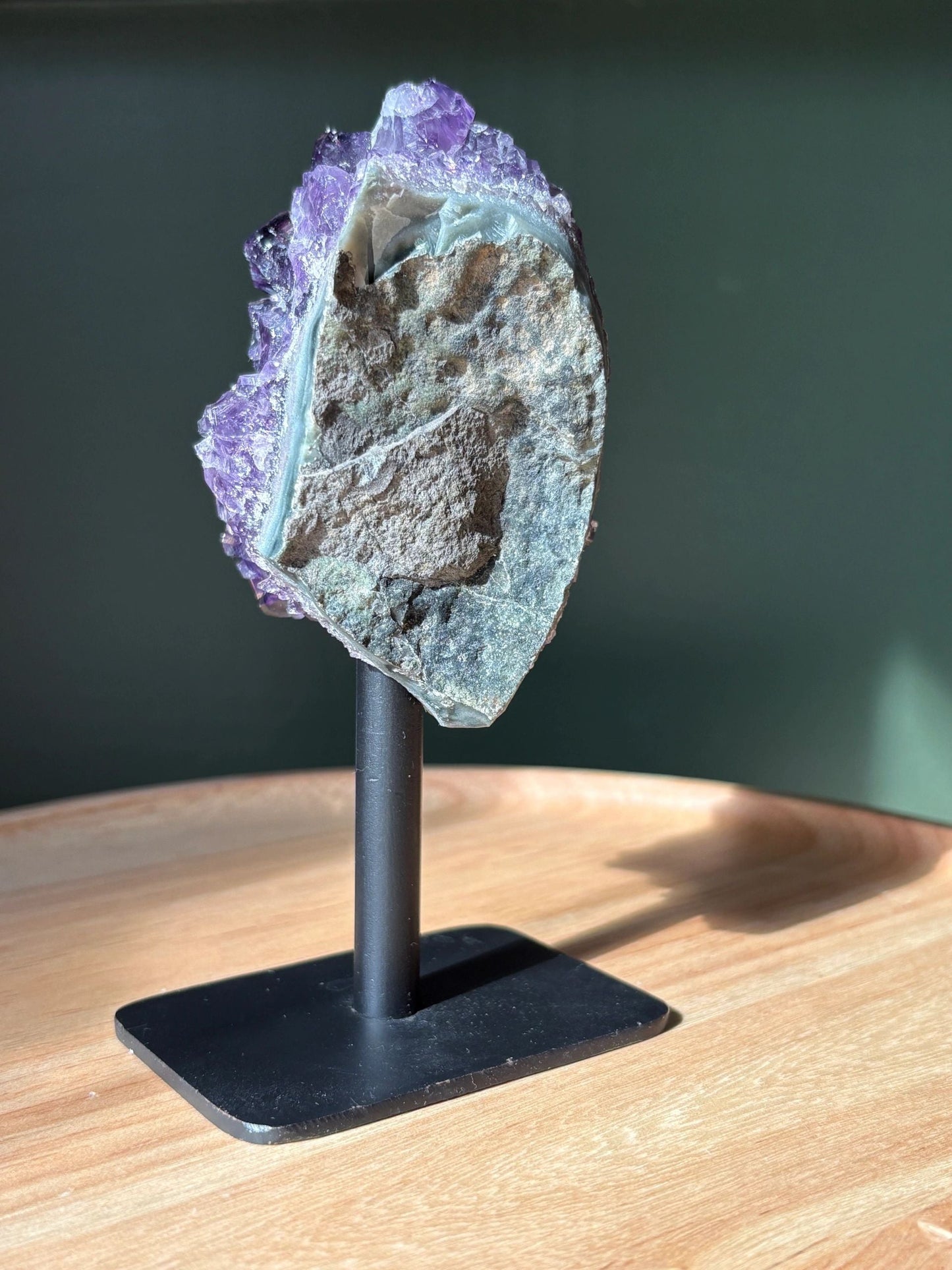 Raw Amethyst on Stand – Intuition, Protection & Cosmic Clarity | 0.76 lbs.