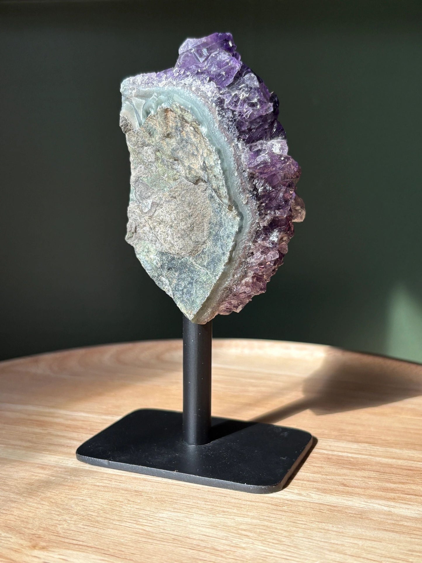 Raw Amethyst on Stand – Intuition, Protection & Cosmic Clarity | 0.76 lbs.