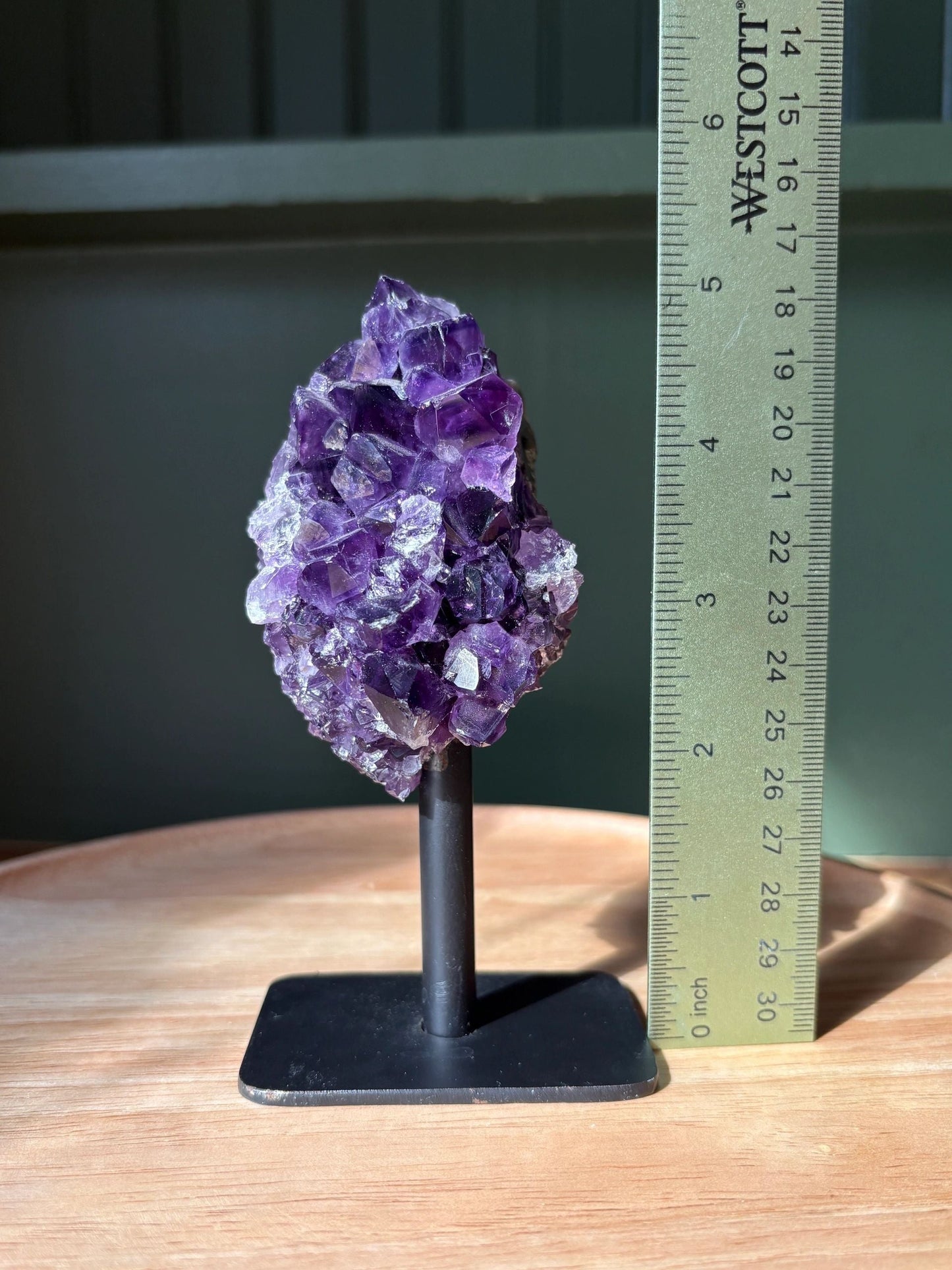 Raw Amethyst on Stand – Intuition, Protection & Cosmic Clarity | 0.76 lbs.
