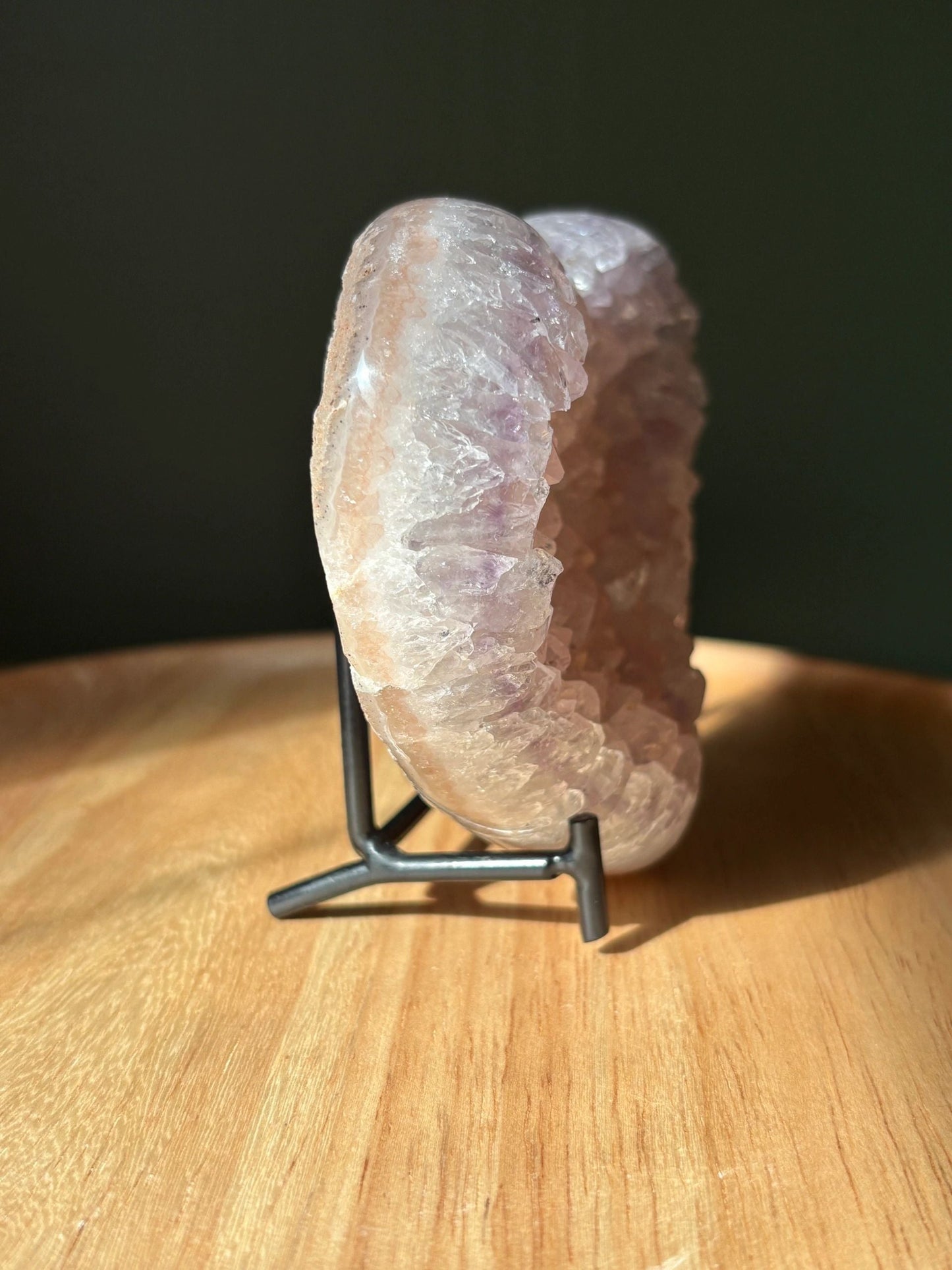 💜 Raw Amethyst Druzy Heart on Stand – Calm, Intuition & Starlit Serenity | 1.16 lb