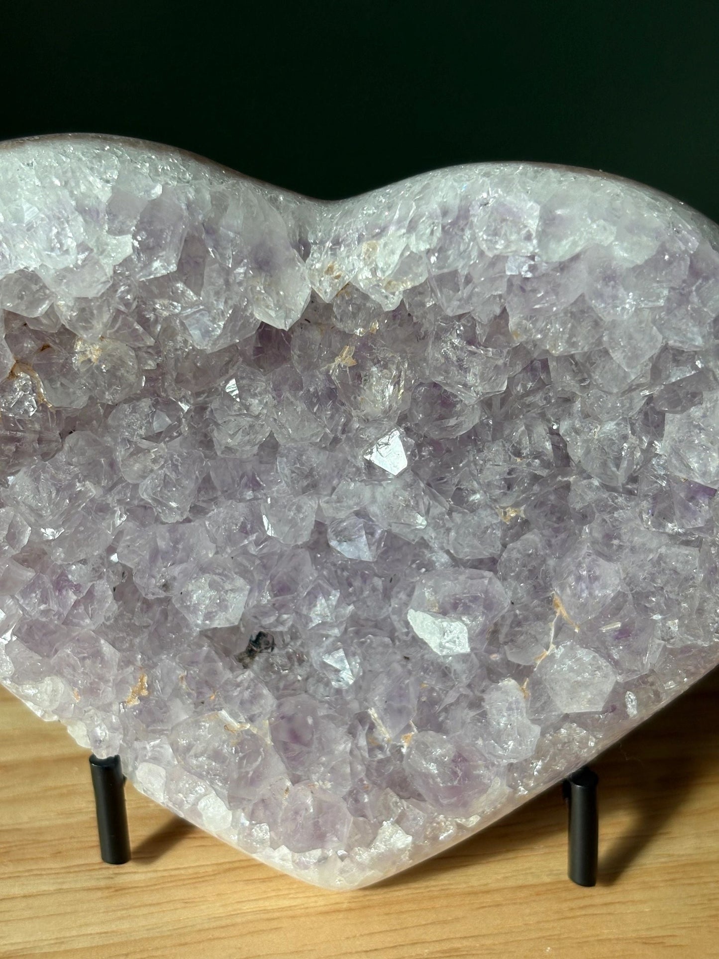 💜 Raw Amethyst Druzy Heart on Stand – Calm, Intuition & Starlit Serenity | 1.16 lb
