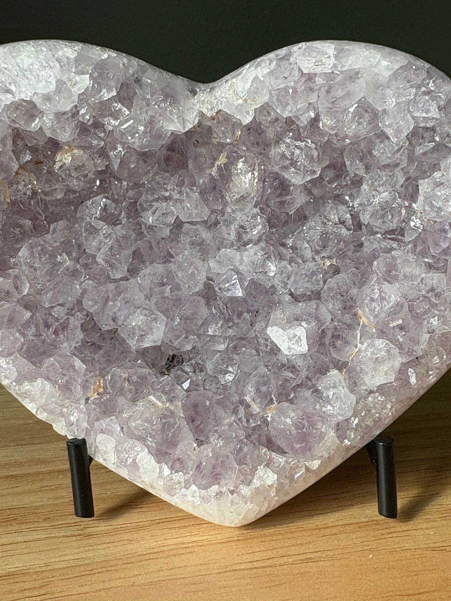 💜 Raw Amethyst Druzy Heart on Stand – Calm, Intuition & Starlit Serenity | 1.16 lb