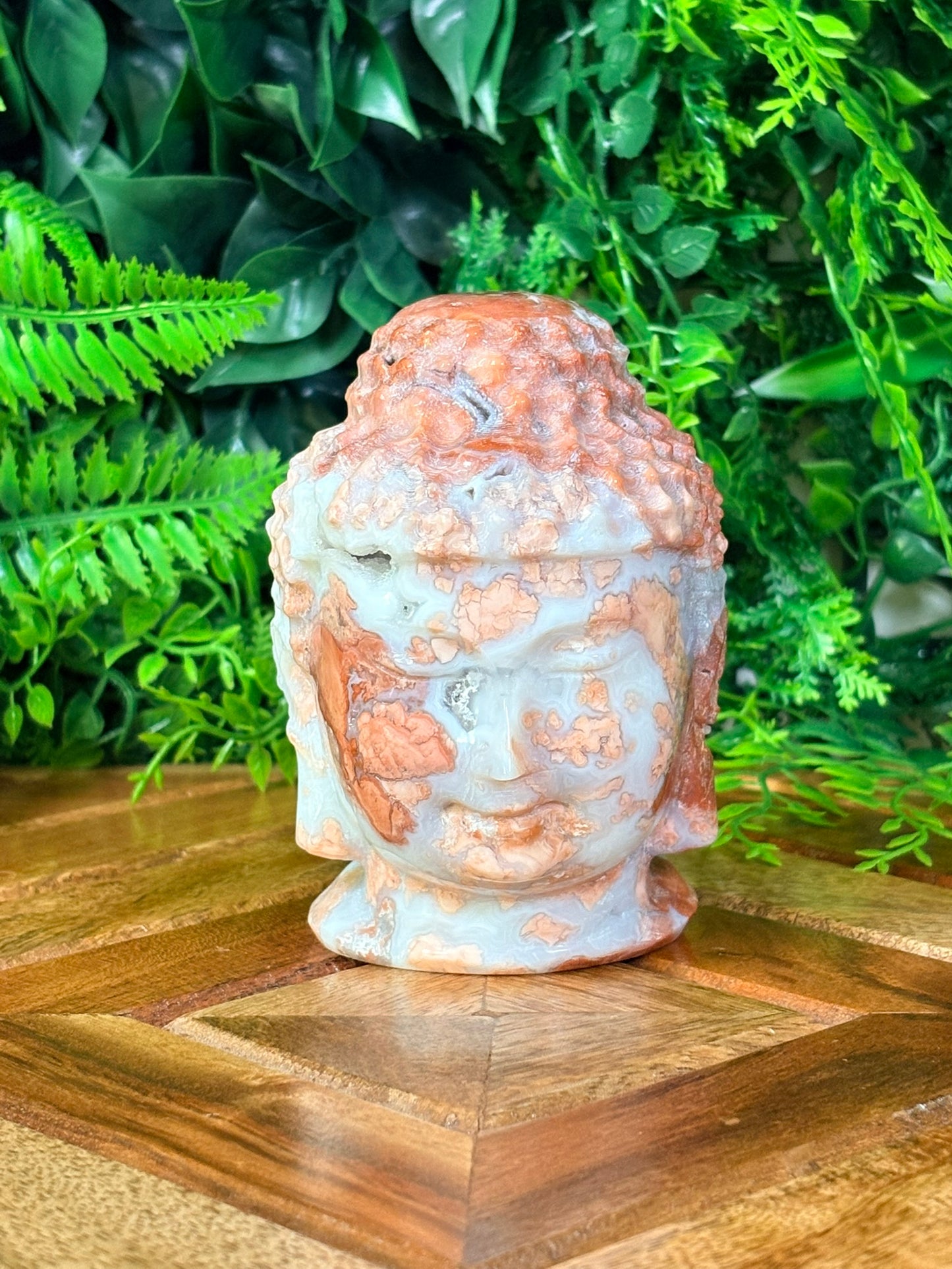 🌸 Pink Petal Agate Buddha Head | Gentle Awakening • Inner Bloom • Sacred Stillness