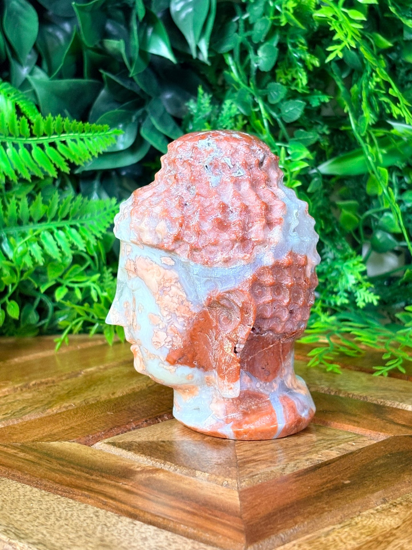 🌸 Pink Petal Agate Buddha Head | Gentle Awakening • Inner Bloom • Sacred Stillness