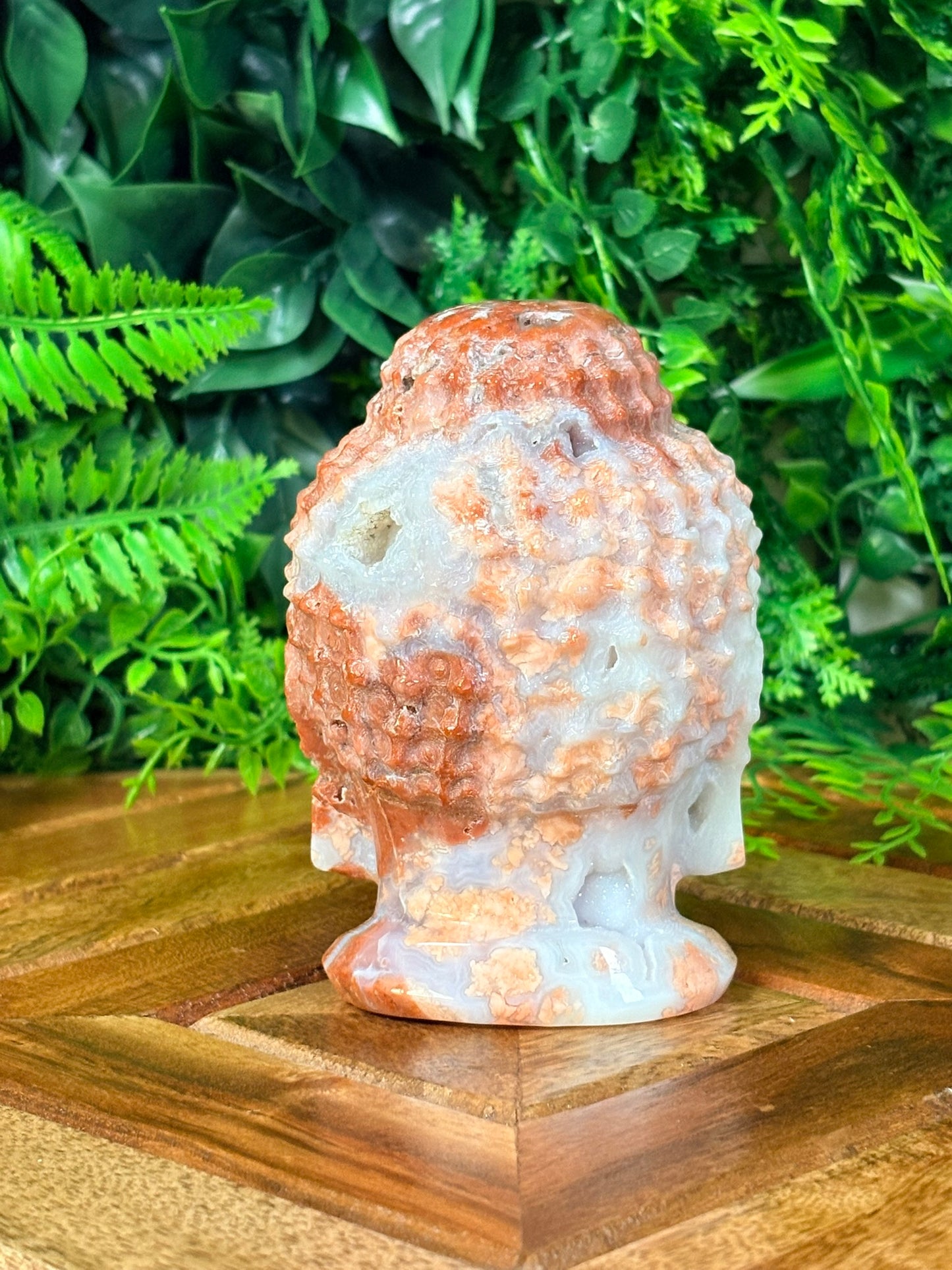 🌸 Pink Petal Agate Buddha Head | Gentle Awakening • Inner Bloom • Sacred Stillness
