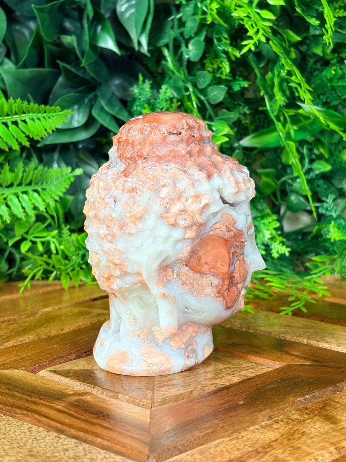 🌸 Pink Petal Agate Buddha Head | Gentle Awakening • Inner Bloom • Sacred Stillness