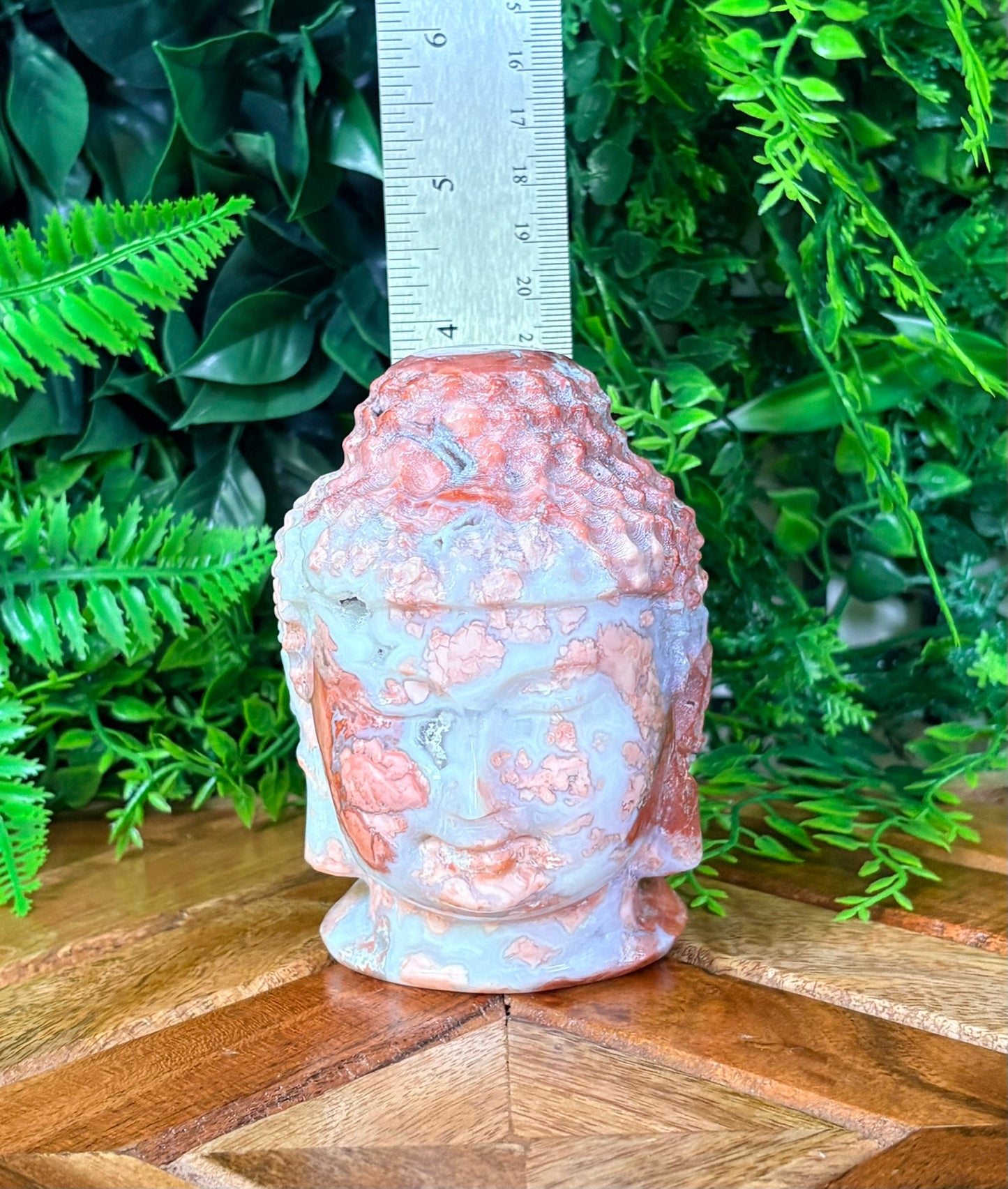 🌸 Pink Petal Agate Buddha Head | Gentle Awakening • Inner Bloom • Sacred Stillness