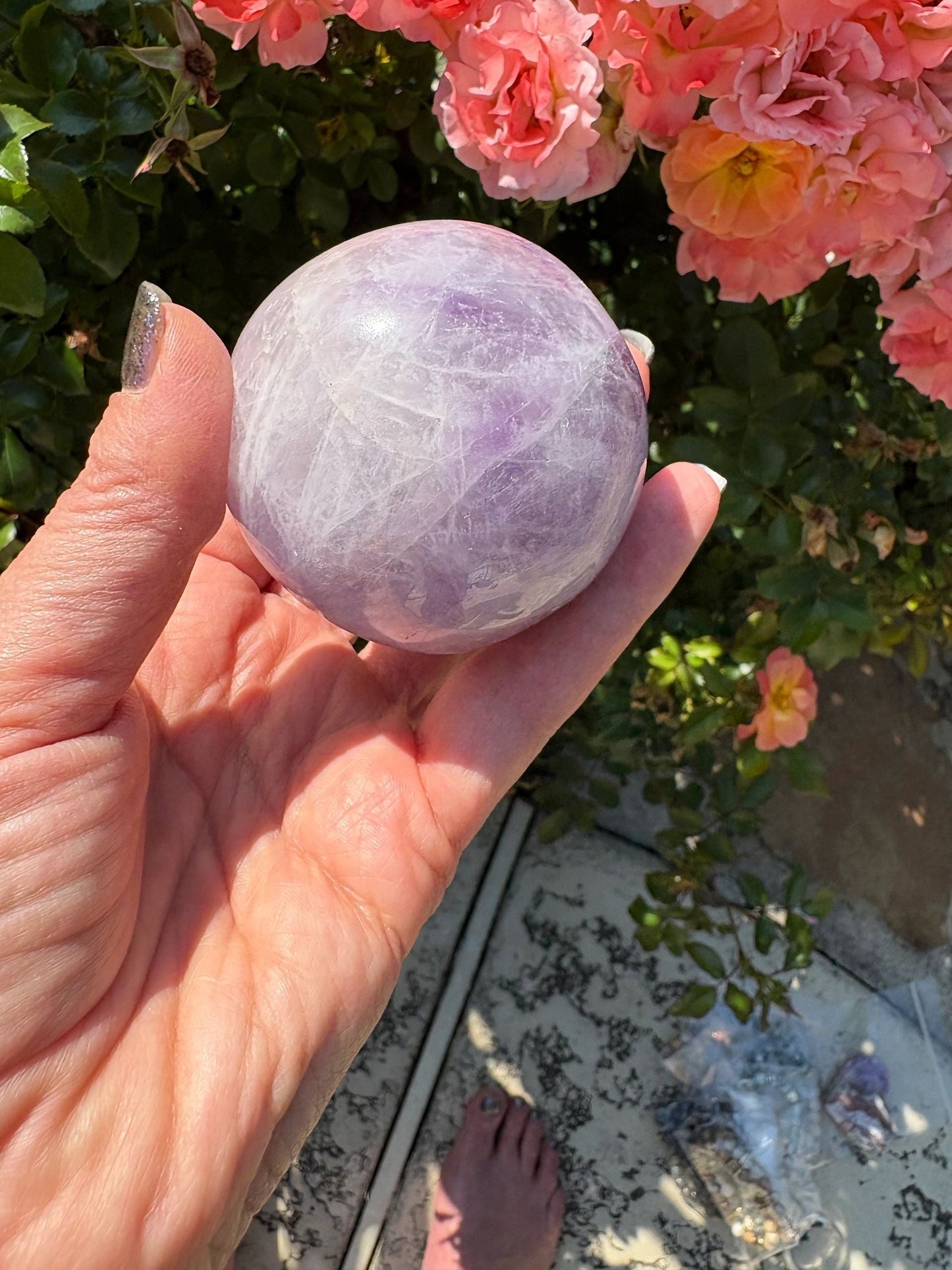 💜 Amethyst Sphere with Hematoid Swirls – Intuition, Grounding & Cosmic Calm | AM1