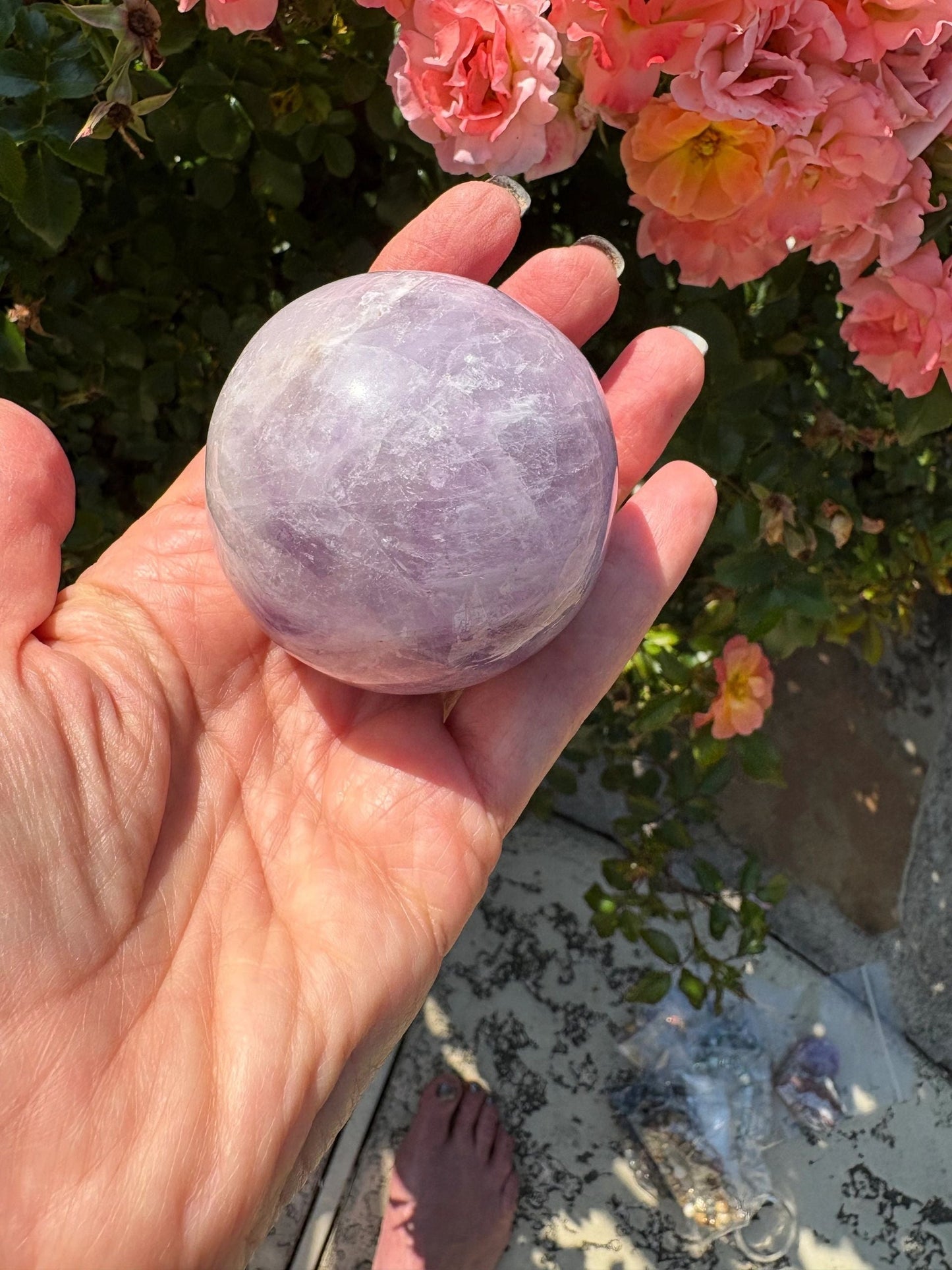 💜 Amethyst Sphere with Hematoid Swirls – Intuition, Grounding & Cosmic Calm | AM1