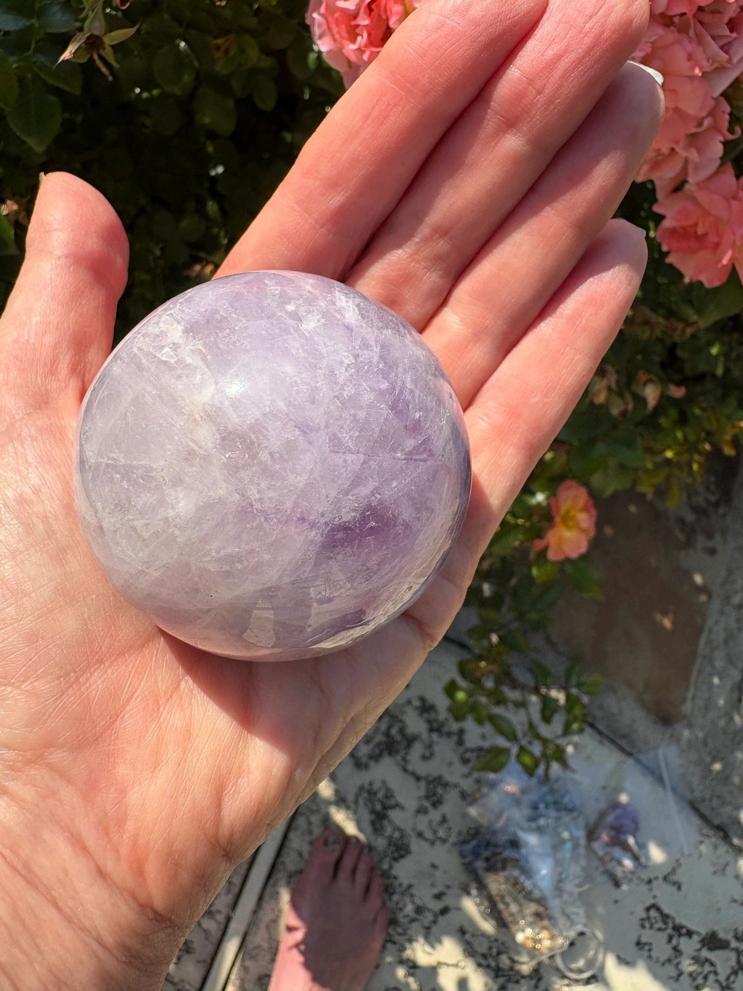 💜 Amethyst Sphere with Hematoid Swirls – Intuition, Grounding & Cosmic Calm | AM1