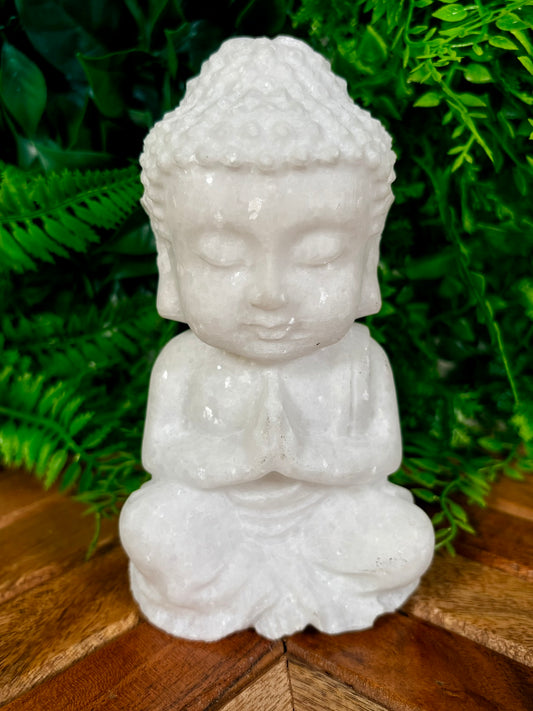 🤍 White Marble Jade Baby Buddha | Peace • Clarity • Gentle Protection