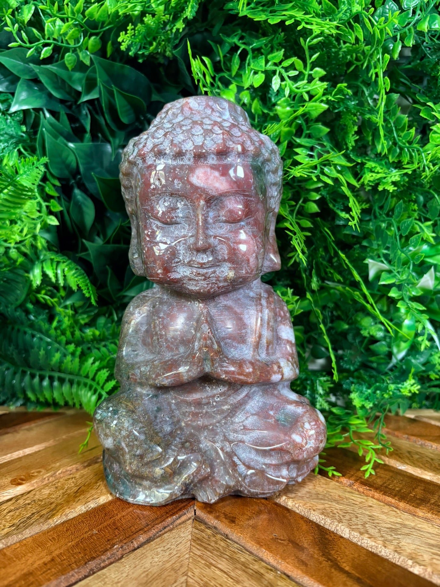 “Tidekeeper” 5.5lb. Orbicular Jasper Buddha | Emotional Balance • Calm Presence • Joyful Grounding