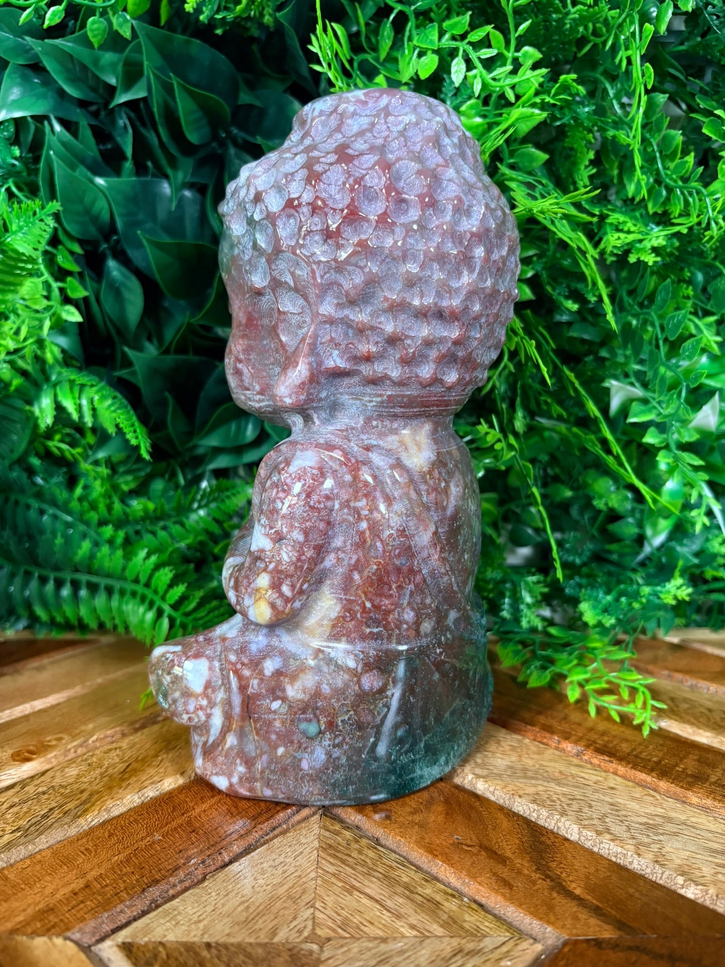 “Tidekeeper” 5.5lb. Orbicular Jasper Buddha | Emotional Balance • Calm Presence • Joyful Grounding