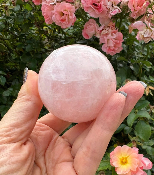 💗 Rose Quartz Sphere – Love, Heart Healing & Soft Power | 8.49 oz