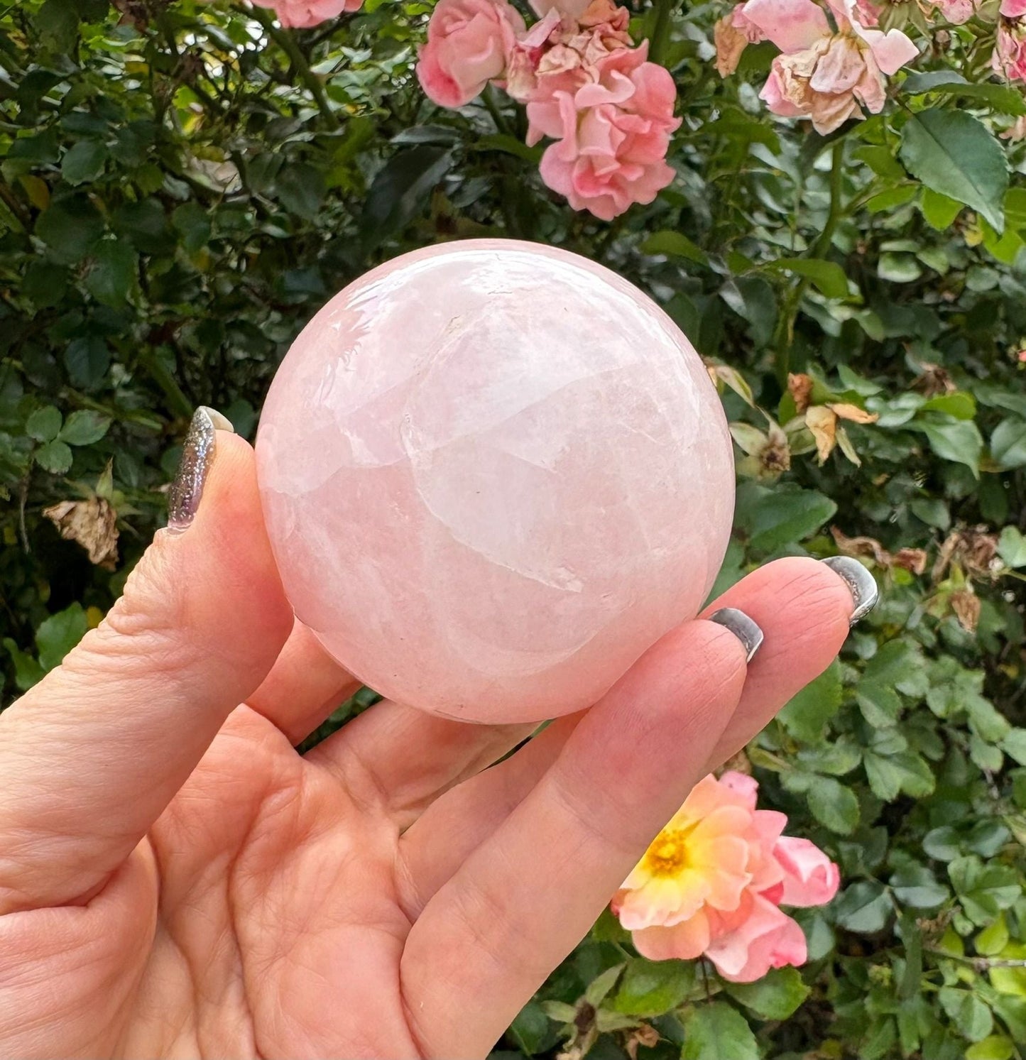 💗 Rose Quartz Sphere – Love, Heart Healing & Soft Power | 8.49 oz