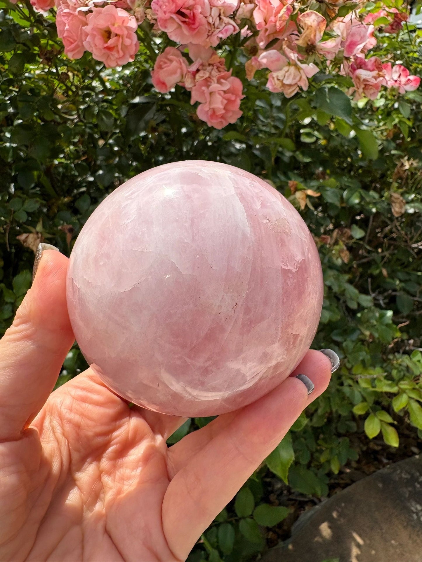 💗 Madagascar Rose Quartz Sphere – Love, Emotional Healing & Heart-Softening Energy | 1.49 lbs