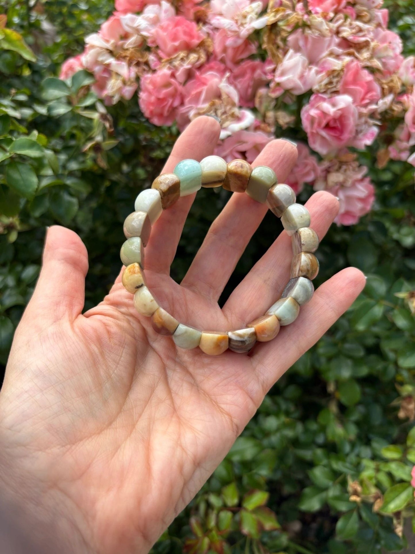🌈 25mm Rainbow Amazonite Crystal Bracelet – Truth, Calm & Soul-Level Balance